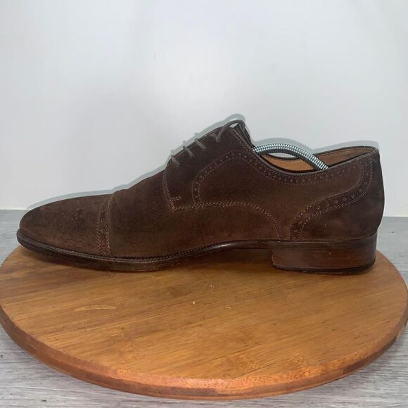 MAGNANNI 13739 Men's 13 M Medallion Cowhide Cap Toe Leather Brown Dress Shoes - Picture 2 of 11